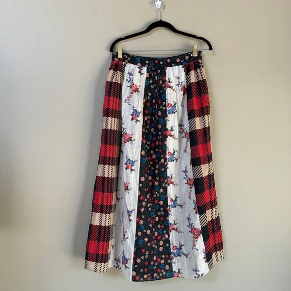 Anthropologie Let Me Be Contrast mixed print maxi skirt Size XS - Picture 4 of 12
